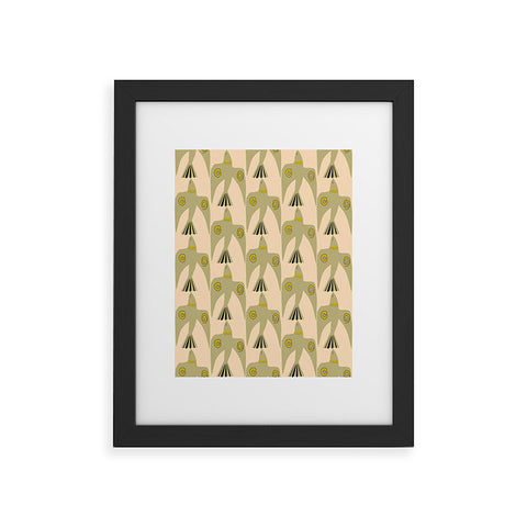 Mirimo Birds Pattern Olive Framed Art Print
