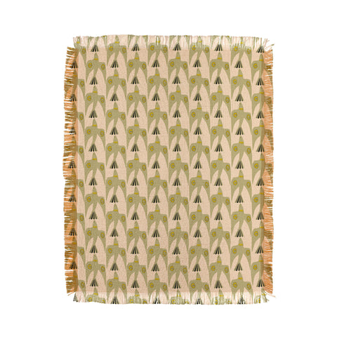 Mirimo Birds Pattern Olive Throw Blanket