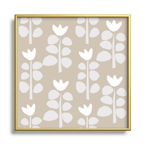 Mirimo Blooming Spring Beige Metal Square Framed Art Print