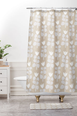 Mirimo Blooming Spring Beige Shower Curtain And Mat