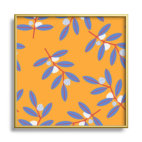 Mirimo Blue Branches Metal Square Framed Art Print