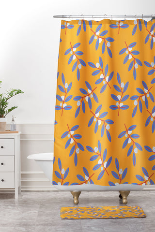 Mirimo Blue Branches Shower Curtain And Mat