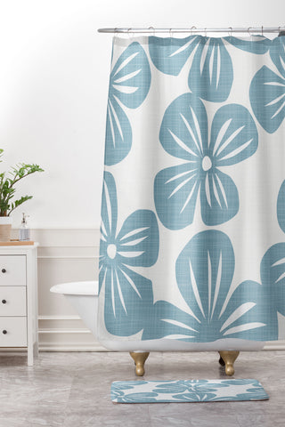 Mirimo Bluette Giant Blooms Shower Curtain And Mat
