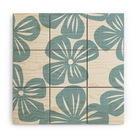Mirimo Bluette Giant Blooms Wood Wall Mural
