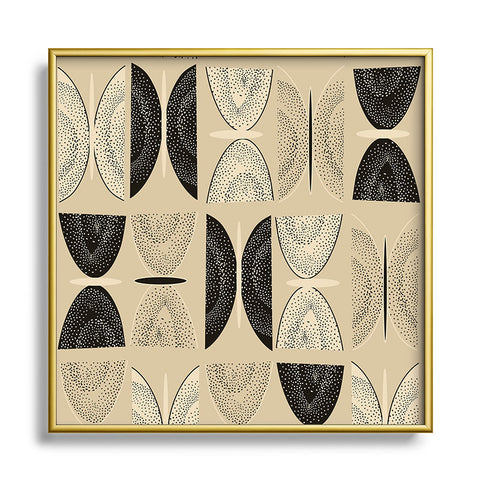 Mirimo Butterflies Abstract Beige Metal Square Framed Art Print