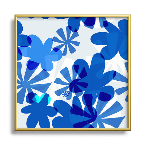 Mirimo Cobalt Blooms Metal Square Framed Art Print