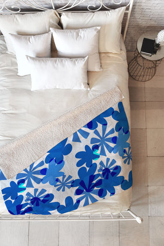 Mirimo Cobalt Blooms Fleece Throw Blanket