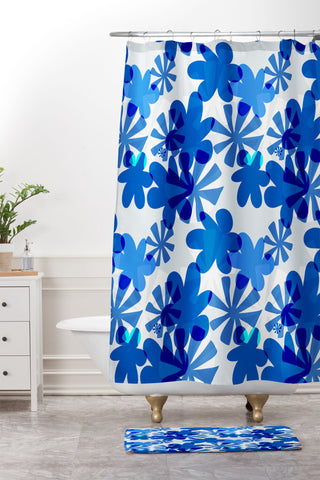 Mirimo Cobalt Blooms Shower Curtain And Mat