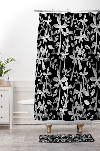 Mirimo Coconut Grove Black Shower Curtain And Mat