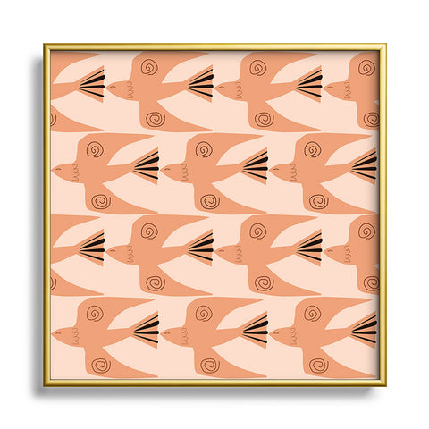 Mirimo Doves Terracotta Metal Square Framed Art Print