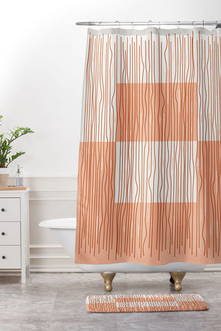 Mirimo Earthy Lines Shower Curtain And Mat