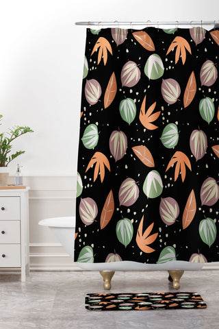 Mirimo Fall Falling Black Shower Curtain And Mat