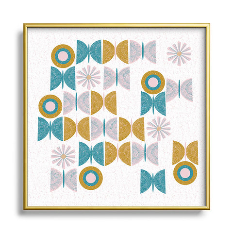 Mirimo Joy Butterflies and Blooms Metal Square Framed Art Print
