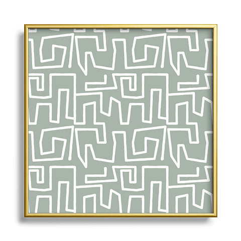 Mirimo Labyrinth Light Sage Square Metal Framed Art Print