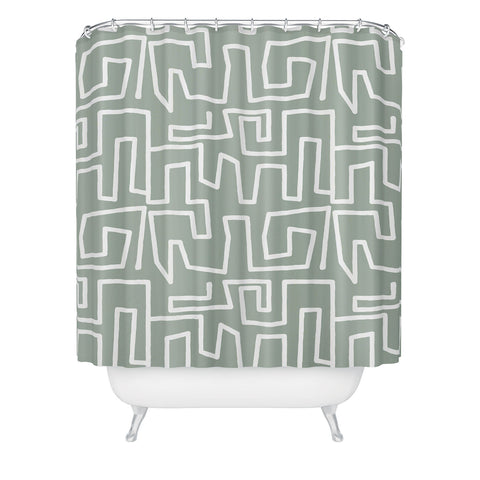 Mirimo Labyrinth Light Sage Shower Curtain