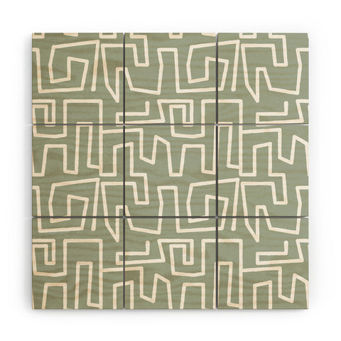 Mirimo Labyrinth Light Sage Wood Wall Mural