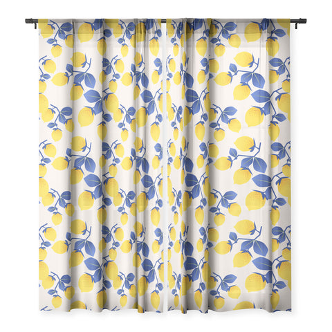 Mirimo Lemons Blue Sheer Window Curtain