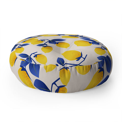 Mirimo Lemons Blue Floor Pillow Round