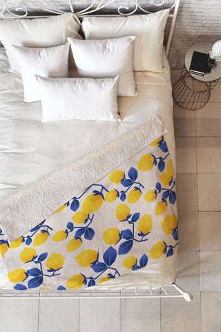 Mirimo Lemons Blue Fleece Throw Blanket