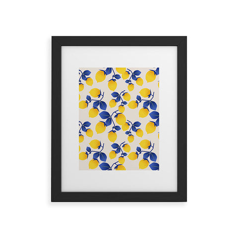 Mirimo Lemons Blue Framed Art Print