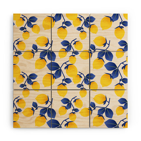 Mirimo Lemons Blue Wood Wall Mural