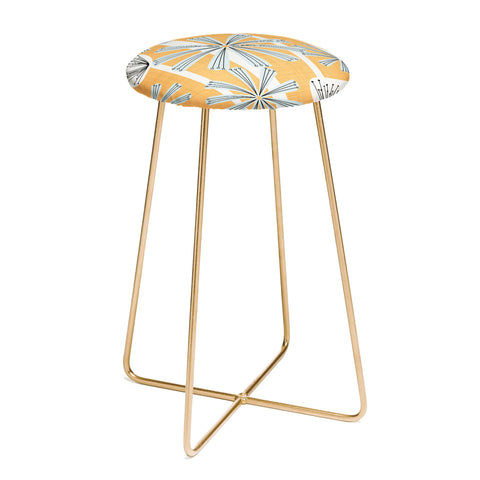 Mirimo Midcentury Floral Mustard Counter Stool