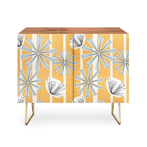 Mirimo Midcentury Floral Mustard Credenza