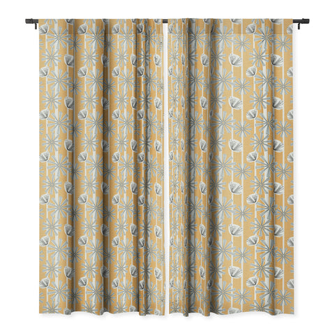 Mirimo Midcentury Floral Mustard Blackout Window Curtain