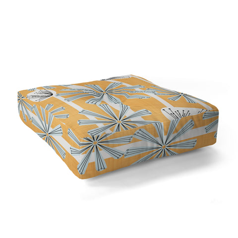 Mirimo Midcentury Floral Mustard Floor Pillow Square
