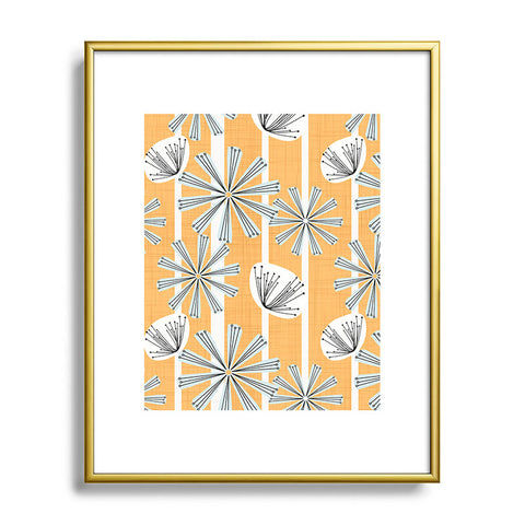 Mirimo Midcentury Floral Mustard Metal Framed Art Print