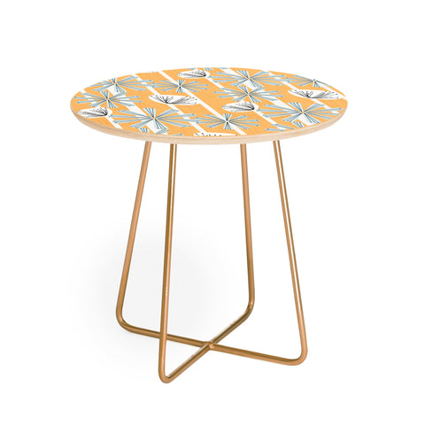 Mirimo Midcentury Floral Mustard Round Side Table