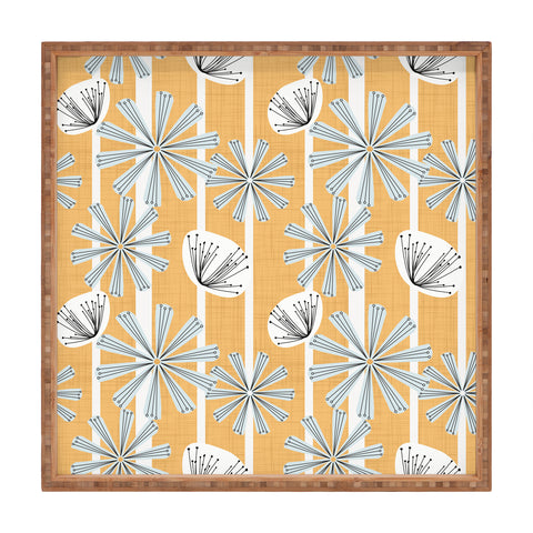 Mirimo Midcentury Floral Mustard Square Tray