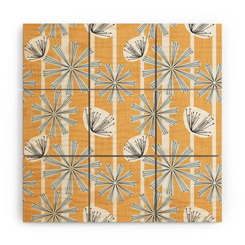 Mirimo Midcentury Floral Mustard Wood Wall Mural