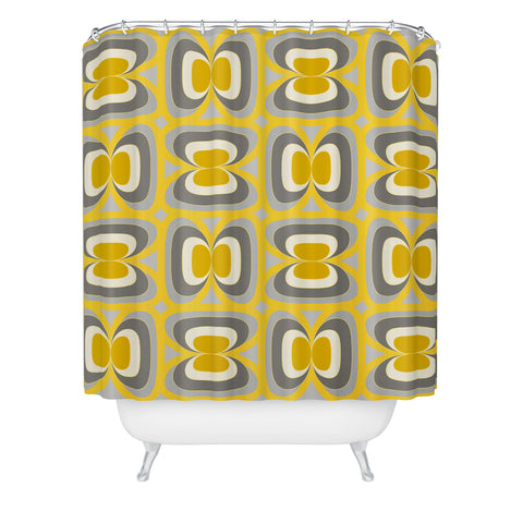 Mirimo Midcentury Yellow and Grey Shower Curtain