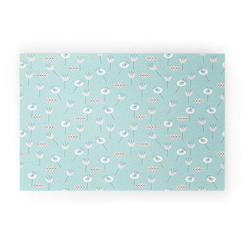 Mirimo Minimal Floral Light Blue Welcome Mat