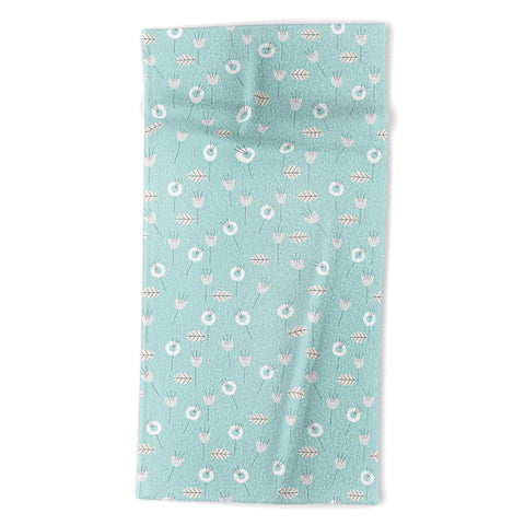 Mirimo Minimal Floral Light Blue Beach Towel