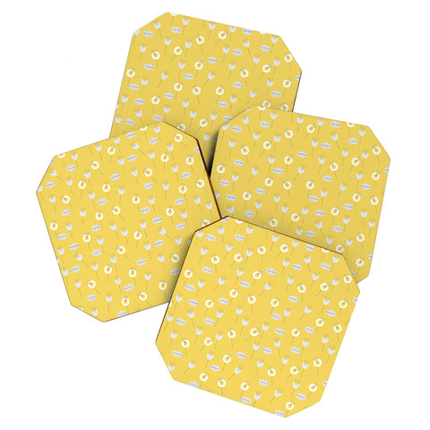 Mirimo Minimal Floral Yellow Coaster Set