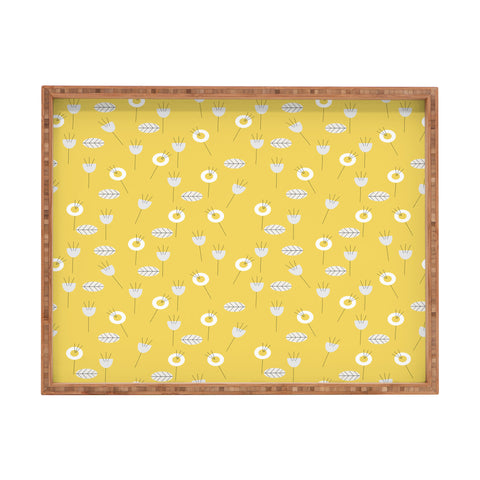 Mirimo Minimal Floral Yellow Rectangular Tray