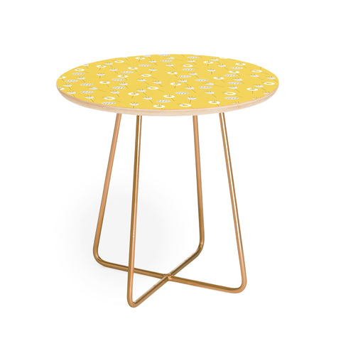 Mirimo Minimal Floral Yellow Round Side Table