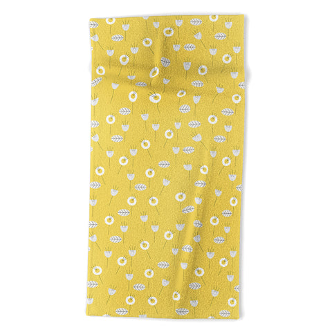 Mirimo Minimal Floral Yellow Beach Towel