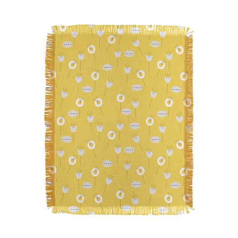 Mirimo Minimal Floral Yellow Throw Blanket