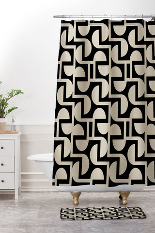 Mirimo Modern Labyrinth Elegant Shower Curtain And Mat