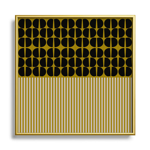 Mirimo Moderno Black and Mustard Square Metal Framed Art Print