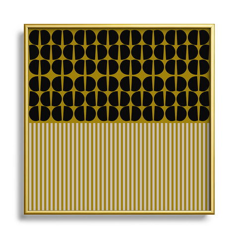 Mirimo Moderno Black and Mustard Metal Square Framed Art Print