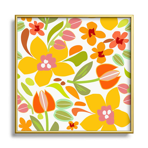 Mirimo Naif Summer Flora Metal Square Framed Art Print