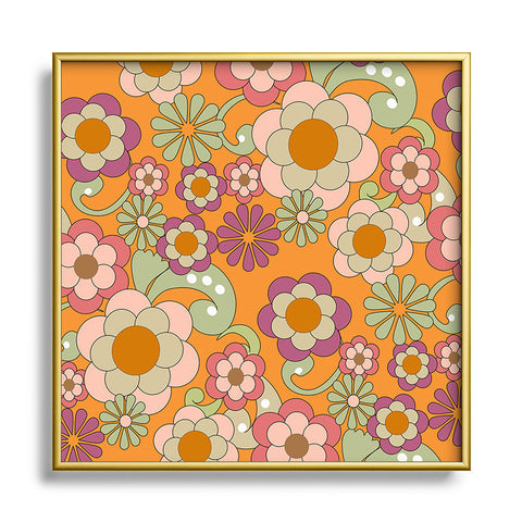 Mirimo Nostalgic 70s in Orange Metal Square Framed Art Print