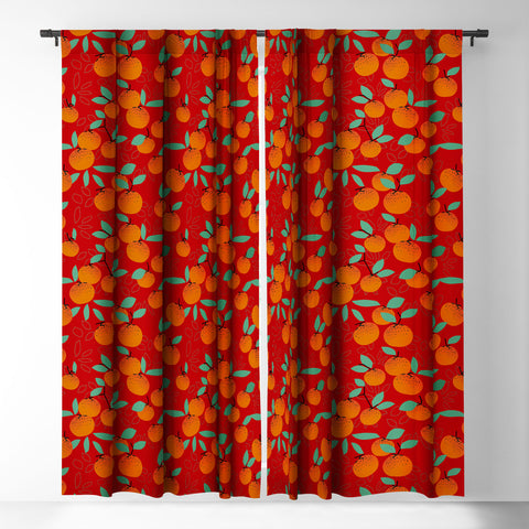 Mirimo Oranges on Red Blackout Window Curtain