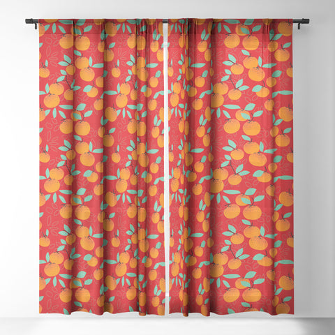 Mirimo Oranges on Red Sheer Window Curtain