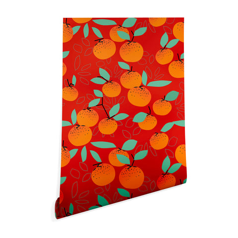 Mirimo Oranges on Red Wallpaper