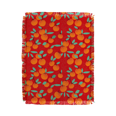 Mirimo Oranges on Red Throw Blanket